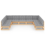 Set Salotto Giardino 9 pz Cuscini Antracite Legno Massello Pino