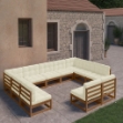Set Salotto Giardino e Cuscini 11 pz Legno Massello Pino Ambra