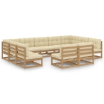 Set Salotto Giardino e Cuscini 11 pz Legno Massello Pino Ambra