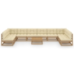 Set Salotto Giardino e Cuscini 11 pz Legno Massello Pino Ambra