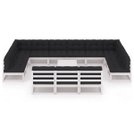 Set Divani da Giardino 14 pz Cuscini Bianchi Massello di Pino