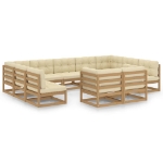 Set Salotto Giardino e Cuscini 11 pz Legno Massello Pino Ambra