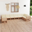 Set Salotto Giardino e Cuscini 10 pz Legno Massello Pino Ambra