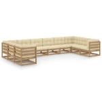 Set Salotto Giardino e Cuscini 10 pz Legno Massello Pino Ambra