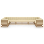 Set Salotto Giardino e Cuscini 10 pz Legno Massello Pino Ambra