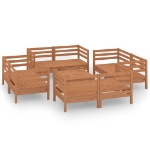 Set Salotto da Giardino 9pz Marrone Ambra Legno Massello Pino