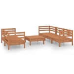 Set Salotto da Giardino 6 pz Marrone Ambra Legno Massello Pino