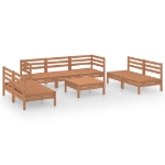 Set Salotto da Giardino 8pz Marrone Ambra Legno Massello Pino