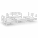 Set Divani da Giardino 7 pz Bianco in Legno Massello di Pino