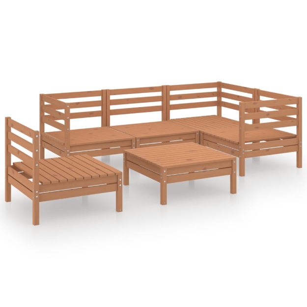 Set Salotto da Giardino 6 pz in Legno Massello di Pino Ambra