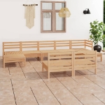 Set Salotto da Giardino 9 pz in Legno Massello di Pino