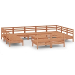 Set Salotto da Giardino 12 pz in Legno Massello di Pino ambra