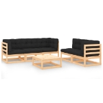 Set Divani Giardino 6 pz con Cuscini in Legno Massello di Pino