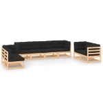 Set Salotto Giardino 8 pz Cuscini Antracite Legno Massello Pino