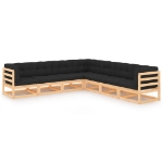 Set Salotto Giardino 7 pz Cuscini Antracite Legno Massello Pino