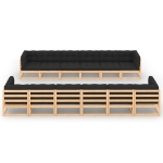 Set Salotto Giardino 12pz Cuscini Antracite Legno Massello Pino