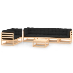 Set Salotto Giardino 7 pz Cuscini Antracite Legno Massello Pino