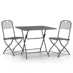 Set da Pranzo per Giardino 3pz Rete Metallica Espansa Antracite