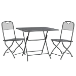 Set da Pranzo per Giardino 3pz Rete Metallica Espansa Antracite