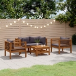 Set Divani da Giardino 5 pz con Cuscini in Massello di Acacia
