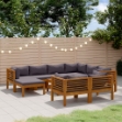 Set Divani da Giardino 10 pz con Cuscini in Massello di Acacia