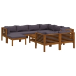 Set Divani da Giardino 10 pz con Cuscini in Massello di Acacia