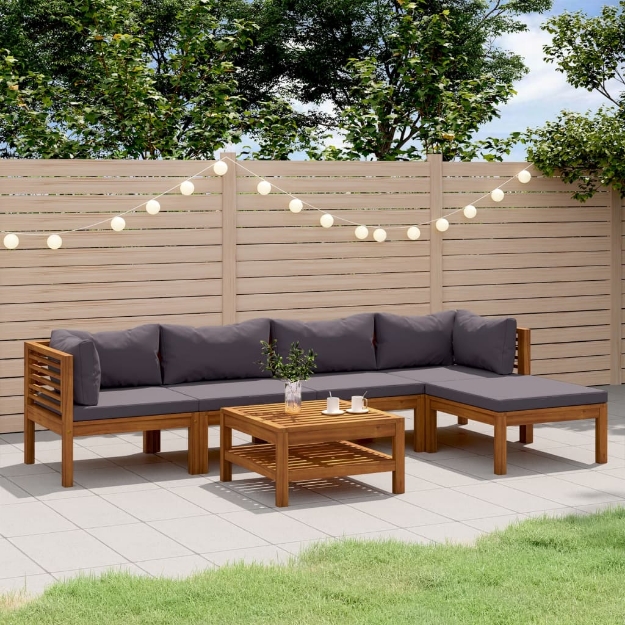 Set Divani da Giardino 7 pz con Cuscini in Massello di Acacia