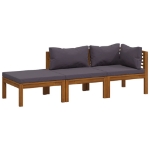 Set Divani da Giardino 3 pz con Cuscini in Massello di Acacia