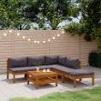 Set Divani da Giardino 6 pz con Cuscini in Massello di Acacia