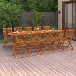 Set da Pranzo da Giardino 11 pz 280x90x75 cm Massello di Acacia