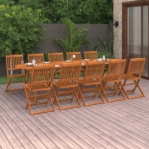 Set da Pranzo da Giardino 11 pz 280x90x75 cm Massello di Acacia