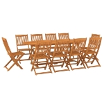 Set da Pranzo da Giardino 11 pz 220x90x75 cm Massello di Acacia