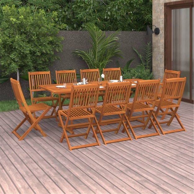 Set da Pranzo da Giardino 11 pz 220x90x75 cm Massello di Acacia