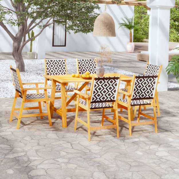 Set Mobili da Pranzo per Giardino 7 pz Legno Massello di Acacia