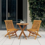 Set da Pranzo per Giardino 3 pz in Legno Massello di Teak