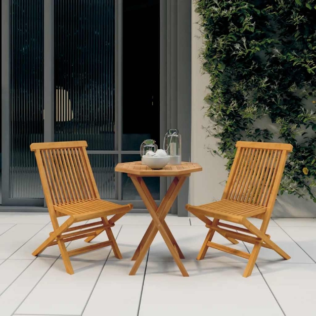 Set da Pranzo per Giardino 3 pz in Legno Massello di Teak