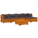 Set Divani da Giardino 6 pz con Cuscini in Massello di Acacia