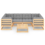 Set Salotto Giardino 7 pz Cuscini Antracite Legno Massello Pino