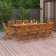 Set da Pranzo da Giardino 11 pz 220x90x75 cm Massello di Acacia