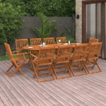 Set da Pranzo da Giardino 11 pz 220x90x75 cm Massello di Acacia