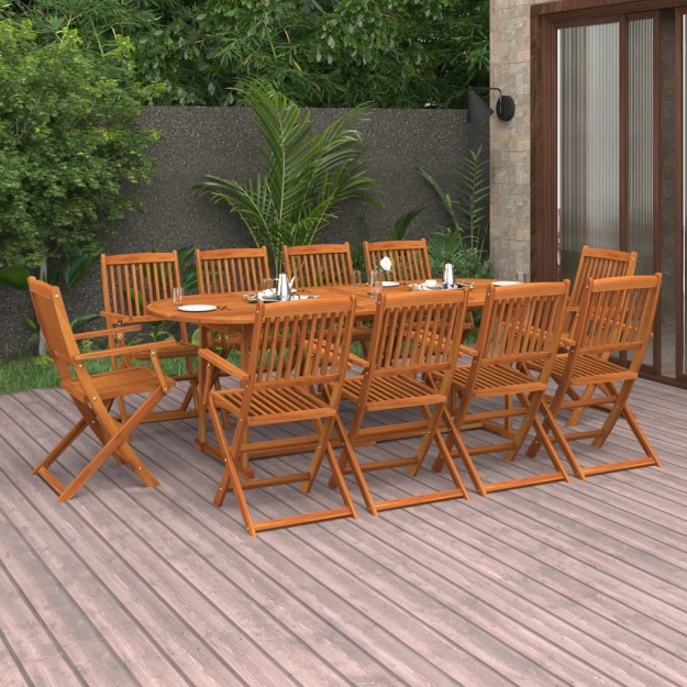 Set da Pranzo da Giardino 11 pz 220x90x75 cm Massello di Acacia