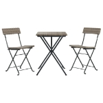 Set Pieghevole da Bistrò 3 pz Grigio in Polyrattan