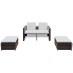 Set Mobili da Giardino 4 pz con Cuscini in Polyrattan Marrone
