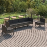 Set Divani da Giardino 8 pz con Cuscini in Polyrattan Grigio
