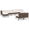 Set Divani da Giardino 9 pz con Cuscini in Polyrattan Marrone