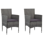 Set da Pranzo per Giardino 3 pz con Cuscini Polyrattan Grigio
