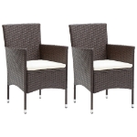 Set da Pranzo da Giardino 3pz con Cuscini in Polyrattan Marrone