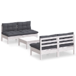 Set Divani da Giardino 5 pz con Cuscini Antracite Legno di Pino