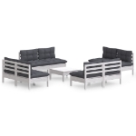 Set Divani da Giardino 9 pz e Cuscini Antracite Legno di Pino