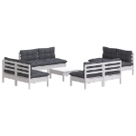 Set Divani da Giardino 9 pz e Cuscini Antracite Legno di Pino